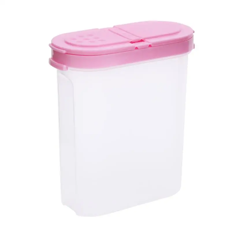 Горшок для приправ бутылки для приправ перец коробка-шейкер 2 крышки прозрачная Полка для специй прочная кухонная банка для хранения специй для приготовления пищи - Цвет: Розовый