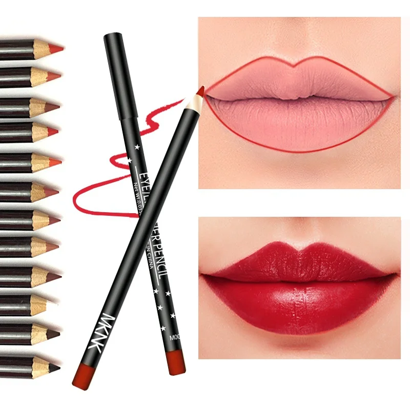 12Pcs/Set Multi functional Lip Liner Pencil Long Lasting Waterproof