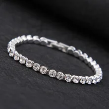 

Fashion CZ Diamond Charm Bracelets For Women Silver Color Tennis Bracelets Crystal Wedding Party Jewelry Pulseira Femina