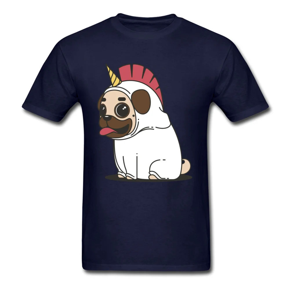 Tops & Tees Unicorn pug dog Father Day 2018 Newest Gift Short Sleeve 100% Cotton Round Collar Man T Shirt Gift Sweatshirts Unicorn pug dog navy