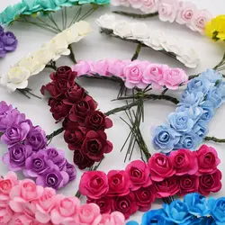 36 шт./лот ручной работы роза букет искусственных Бумага цветы для свадебной машины украшения, Подарочная коробка DIY ВЕНОК Craft 7z