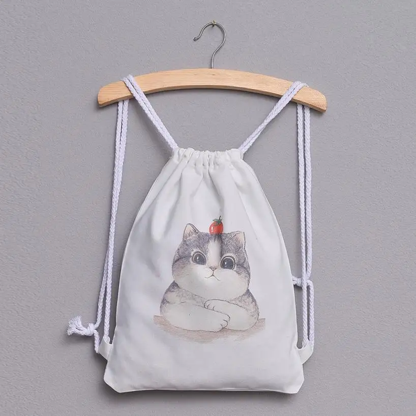 ISHOWTIENDA Туристическая сумка со шнурками сумка для хранения модная женская Парусиновый Рюкзак со шнурком с принтом кота рюкзак bolsa unicornio