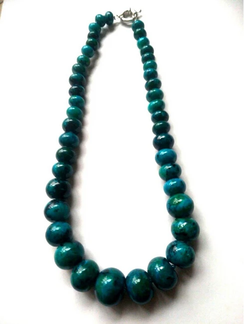 

Hot sell -10-20mm Graduated green rondelle malachite bib everyday necklace 18" -Bridal jewelry free shipping