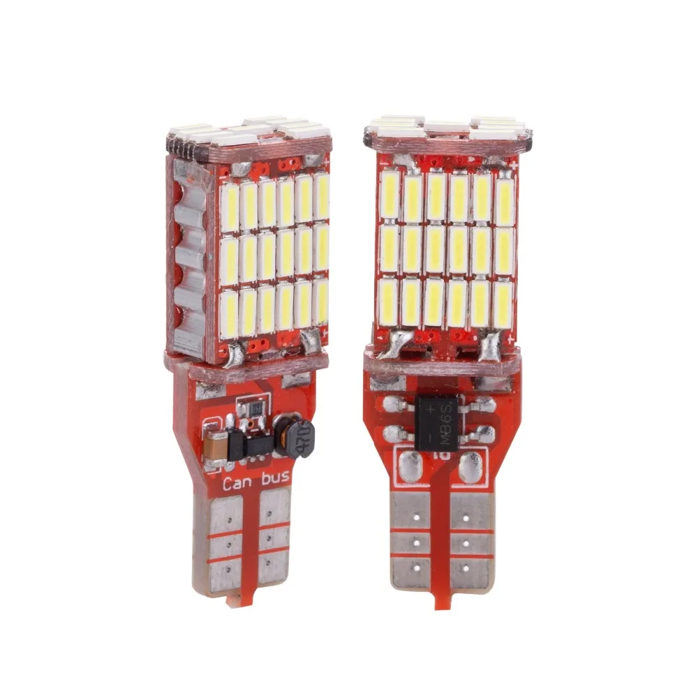 

2pcs T10 W5W 194 White CANBUS NO Error LED Signal interior Backup Reverse License Plate light parking light 4014 SMD 45 chips