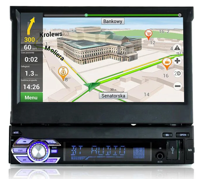 

Handfree Bluetooth GPS Car Radio CD DVD Player Audio Stereo In Dash FM Receiver Aux Input MP3 MP4 USB SD With Remote Controller