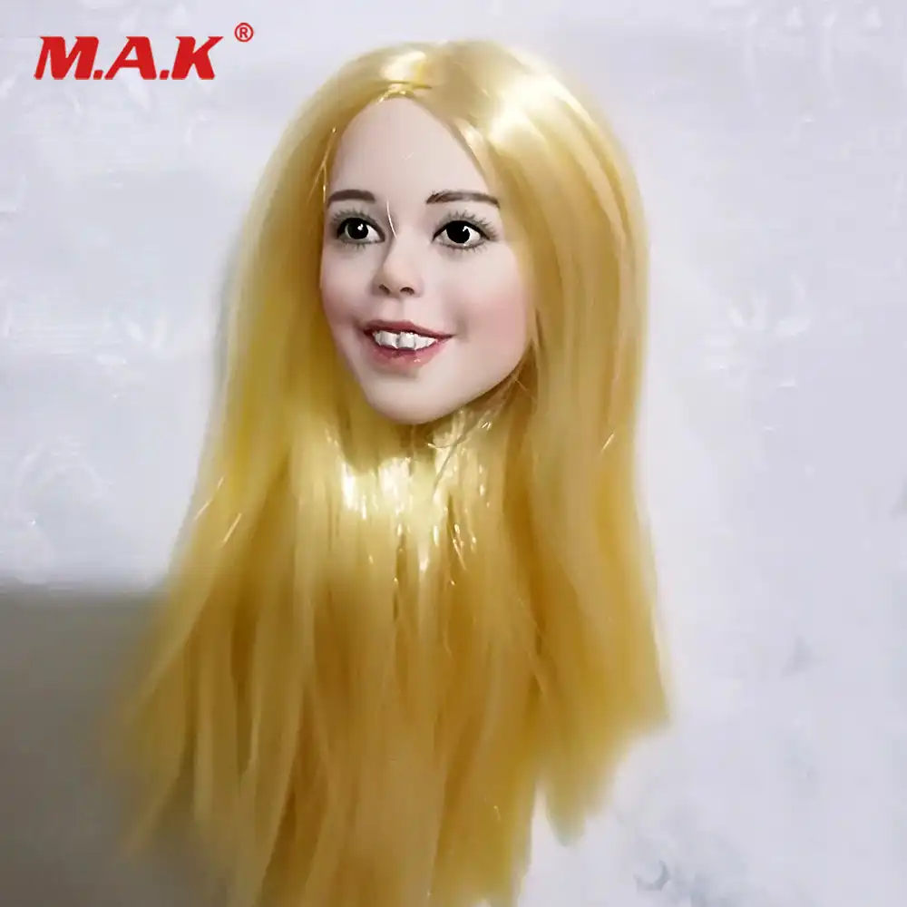 1 6 Scale Female Straight Hair Heads Smiling Big Tooth Carving