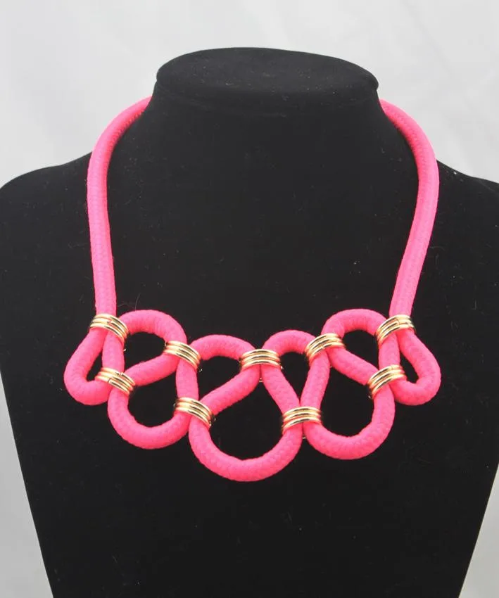 

Candy Color Neon Rope Knitted Short Design Chain Necklace Arrange before wear it