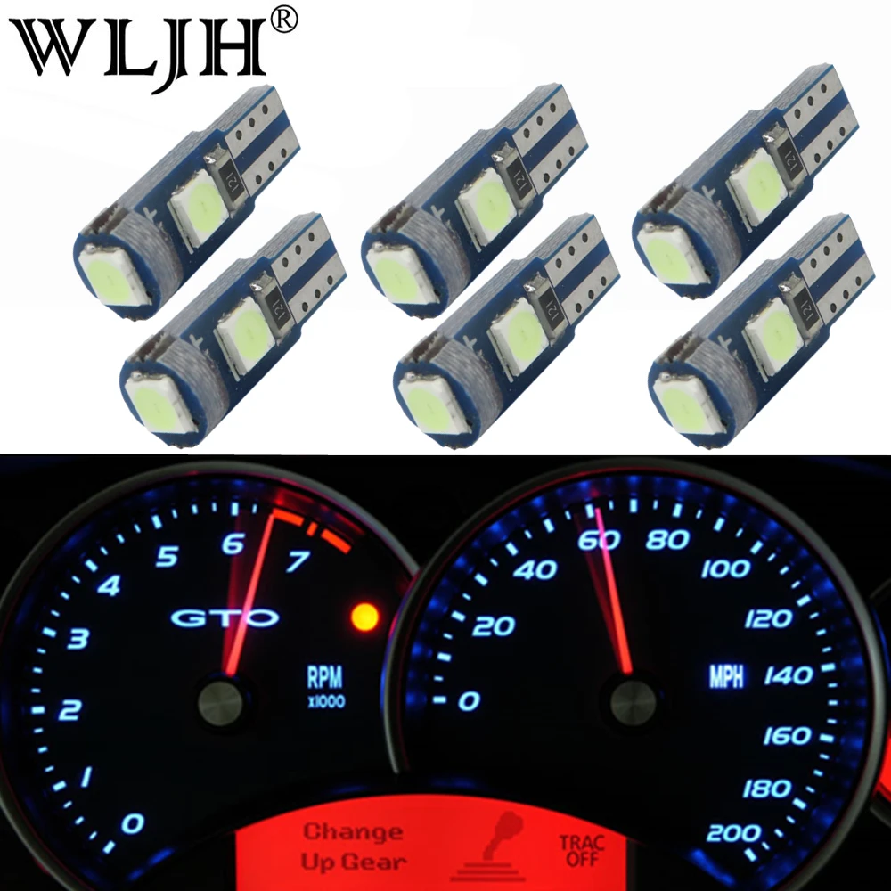 WLJH 6x Canbus T5 Светодиодная лампа 73 74 3030 SMD лампа приборной панели для Subaru BRZ Legacy Tribeca Outback Forester Impreza - Испускаемый цвет: Кристально-синий