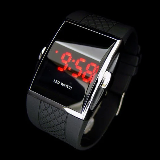 Digital LED Sports Wrist Watch For Men/Women 2015 Newest Black/White Silicone Watches With Red