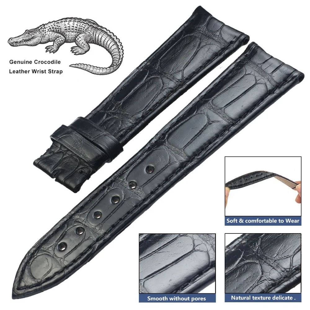 Подлинная Аллигатор часы с ремешком из крокодиловой кожи ремешок кожаный ремешок 12-26 мм запястье на заказ