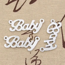 12 pçs encantos conector do bebê 38x17mm antigo prata cor pingentes diy colar artesanato fazendo descobertas artesanal tibetano jóias