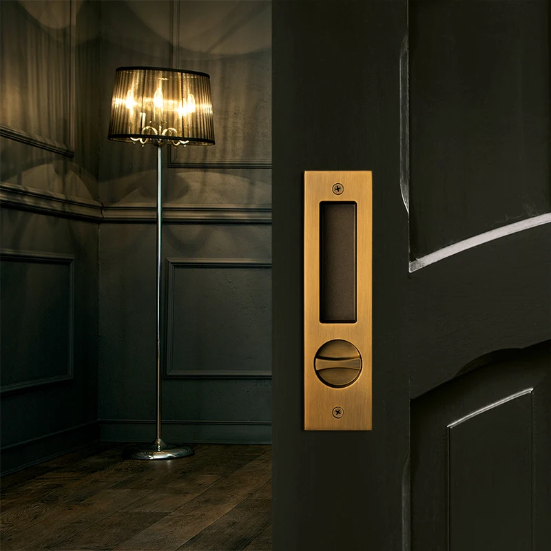  1 set/Sliding wooden Door Lock Hidden Handle Interior Door Pull Lock Modern Anti-theft Room Wood Do - 33032516769