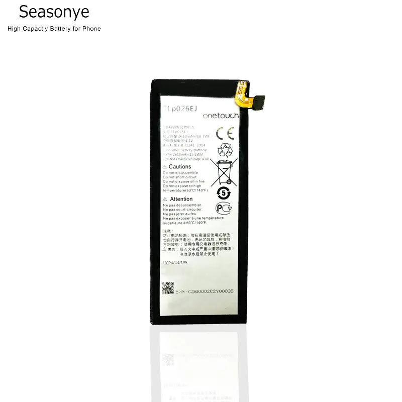 

Seasonye 2610mAh / 10.1Wh TLP026EJ / TLp026E2 Replacement Battery For Alcatel ONE TOUCH idol 4 OT-6055 6055H 6055Y 6055U / Bulk