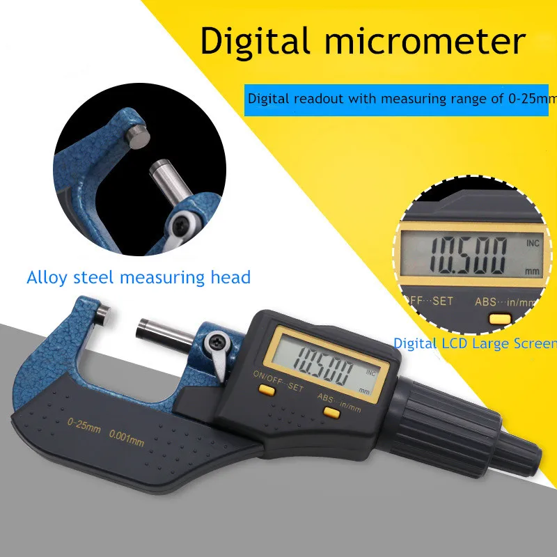 

0.001mm Digital Micrometer 0-100mm Electronic Outside Micrometers Chrome Plated Caliper Gauge Measuring Tools outsize