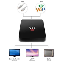 1.5GHZ HD Media Player 1G RAM 8G ROM Quad Core 4 USB WiFi Full Loaded V88 4K Android 6.1 Smart TV Box Rockchip
