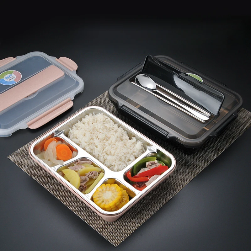 Stainless Steel Lunch Box Fashion Bento Box Portable Double Layers