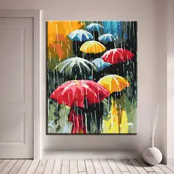DIY картина маслом по номерам Наборы окраска расписанную в дождь красочные дождь зонтик картины на холсте Home Decor книги по искусству