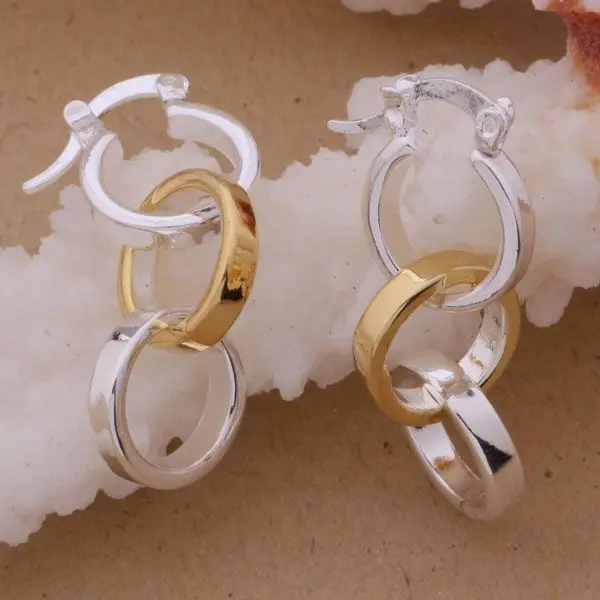 

AE215 Pretty 925 jewelry silver plated earrings fashion jewelry , Two color double loop /anvajfca albajcia