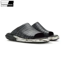 Высокое качество; Брендовая обувь в английском стиле; новые модные мужские сандалии; слипоны из натуральной коровьей кожи; тапочки на плоской подошве; повседневная обувь; Мужская обувь; большие размеры