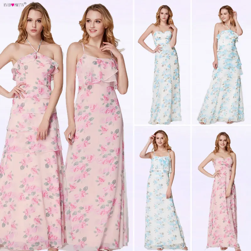 Ever Pretty Design Chiffon Flower Printed Bridesmaid ...