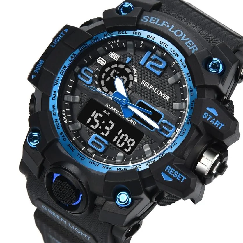 

Multifunction Men Sport Watch Dual Display Analog Digital LED relogio Militar Homens Moda Casual relogio de Pulso Quente Gift