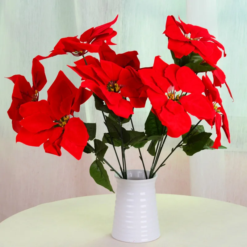 Online Get Silk Flowers Red Aliexpress Alibaba Group Keythemelife High Quality Red Christmas Flower Silk Artificial Flowers Diy Home Office Garden Decoration Accessories