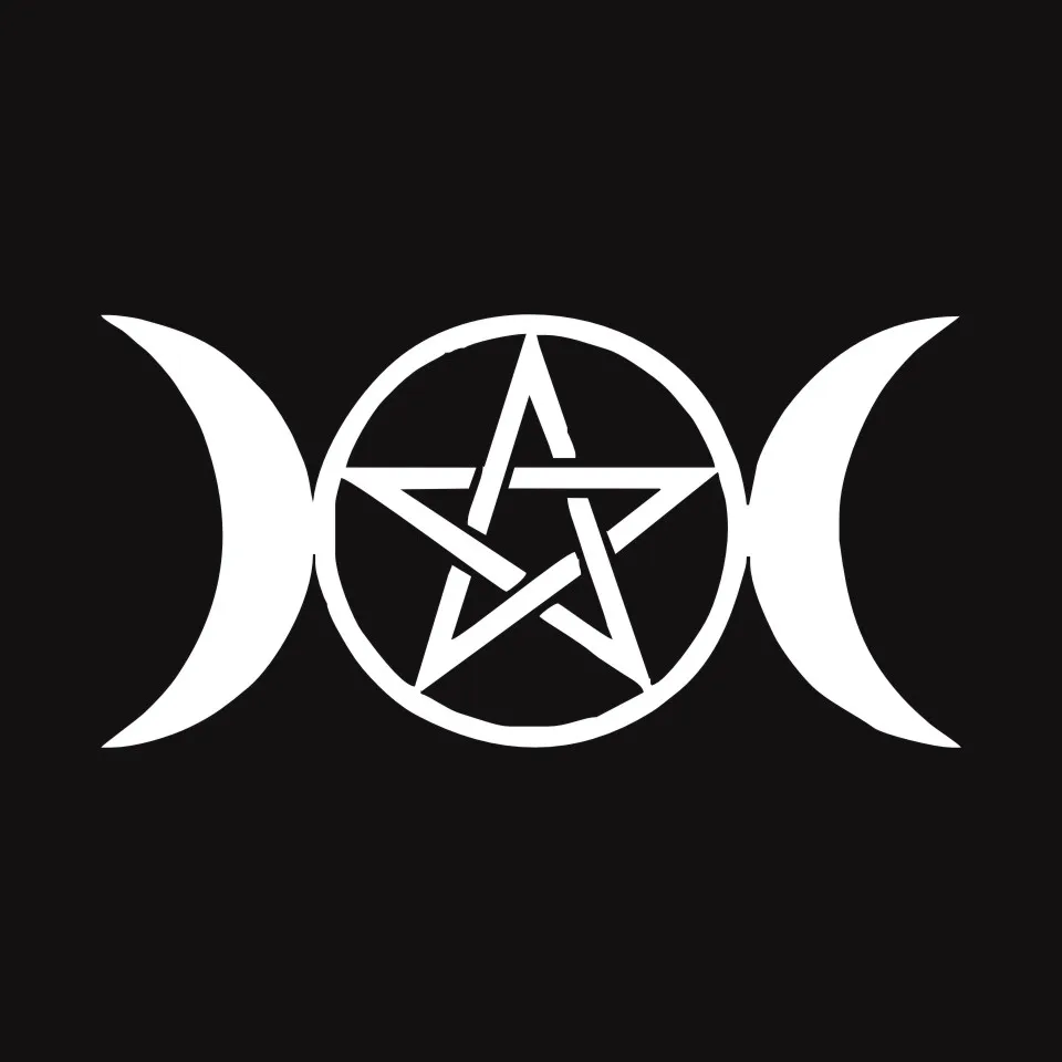 Anycuros Triple Moon Goddess Wicca Pentacle Cartoon Stickers Decals 15cm7 (6)