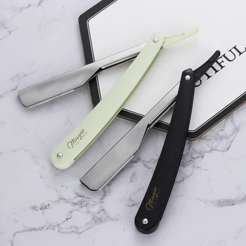 

2 Color Classic Straight Edge Stainless Steel Barber Razor Folding Shaving Shave Mirror Finish Beard Cutter Holder With Blade