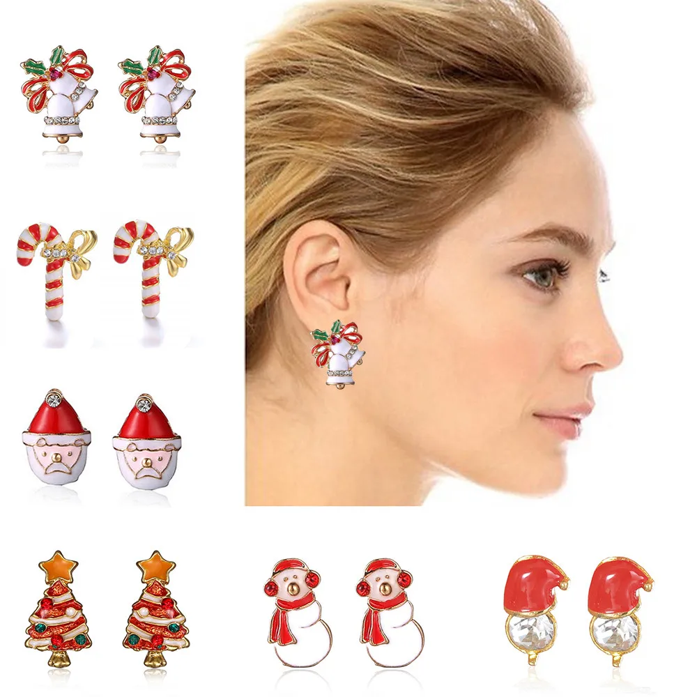 Christmas tree earrings Snowman moose women ladies Fashionable Retro