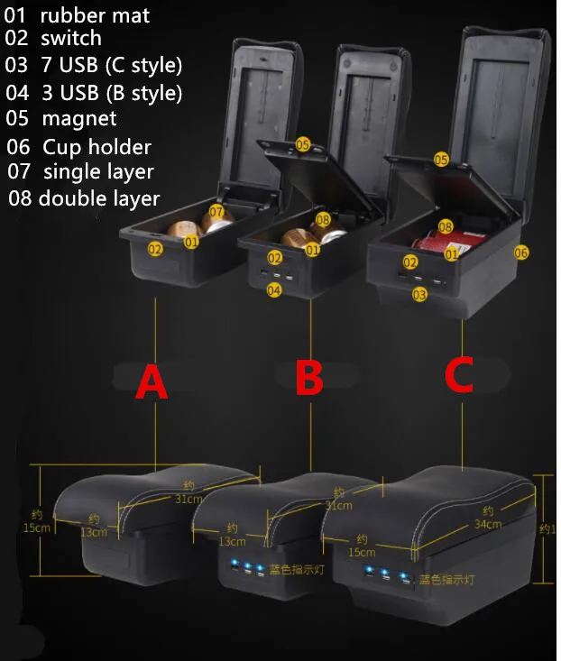 For nissan note armrest box central Store content box products interior Armrest Storage car-styling accessories parts