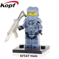 KF547 строительные блоки Halo Spartan Solider воин с реальными металлическими оружие фигурки героев кирпичи Рождественский для Детский подарок