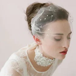 Beautiful Wedding Hat Veils Tulle Adult Bride Hats With Pearls Bridal Short Face Veil Lace Hat Free Shipping