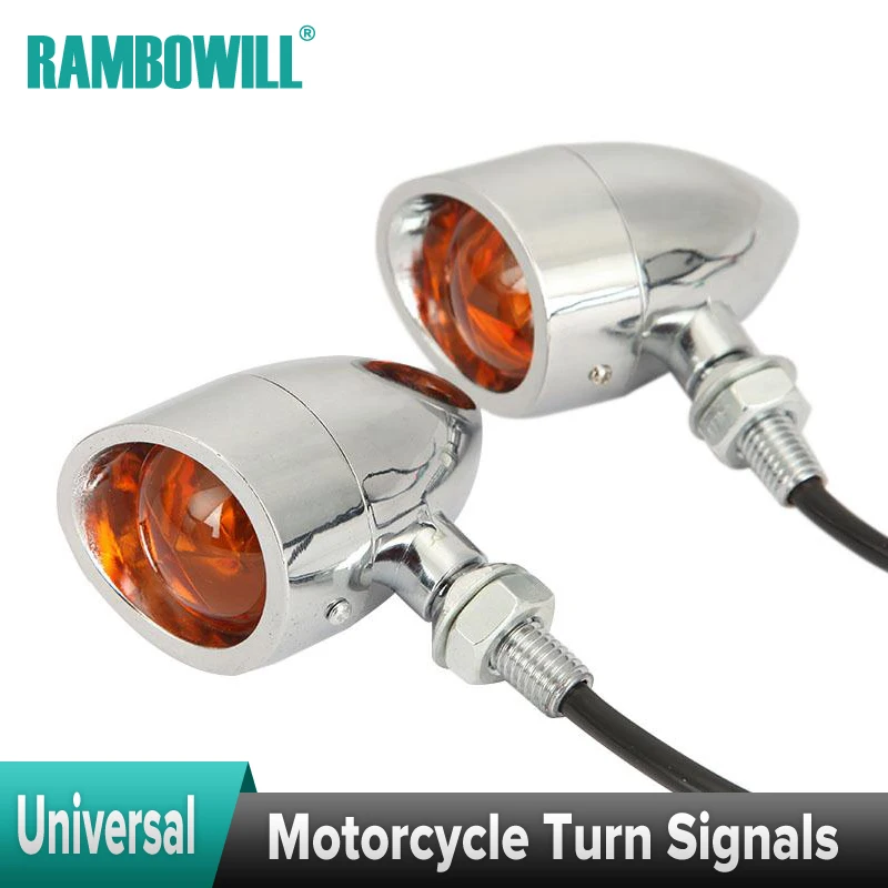 4 Pcs Chrome Bullet Retro Universal Motorcycle Turn