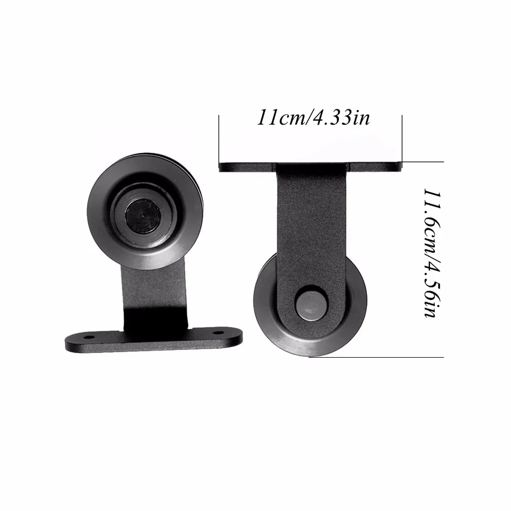 LWZH Heavy Duty Sliding Barn Door Hardware Kit Black T- Shaped Roller for Closet Sliding Door