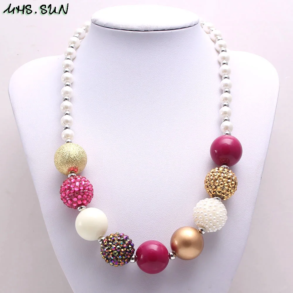 MHS. SUN, массивное ожерелье для девочек с бусинами, модный дизайн, акриловая жвачка для детей, массивное ожерелье, очаровательное ювелирное изделие ручной работы, 1 шт