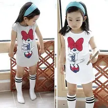 Dropshipping New 2016 summer Min nie baby girls lovely clothing princess children cartoon kids dress