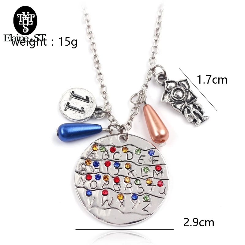 

Wholesale 10Pcs/Lot Stranger Things Necklace Women Alphabet Light Wall Pendant with Monster Charms Eleven Letters Beads Necklace