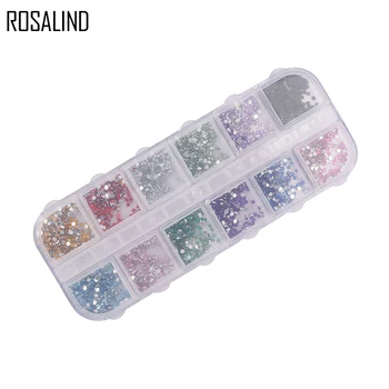 

ROSALIND 2MM Mix 12 Colors New Arrivval Nail Art Rhinestones Acrylic Decoration With Hard Box Gel Gems