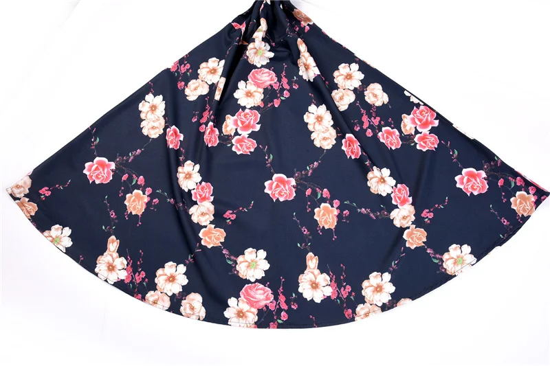 Kostlich High Quality Summer Hepburn Vintage Dress O-Neck Floral Print Dresses Women Big Swing Dress Plus Size S-2XL With Sashes (8)