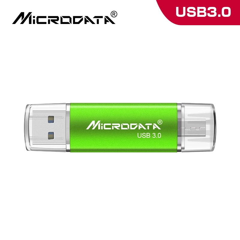 High Speed USB 3.0 OTG USB Flash Drive 128gb 64gb metal otg pendrive 32gb 16gb memoria usb stick U Disk flash drive for phone - Цвет: Зеленый