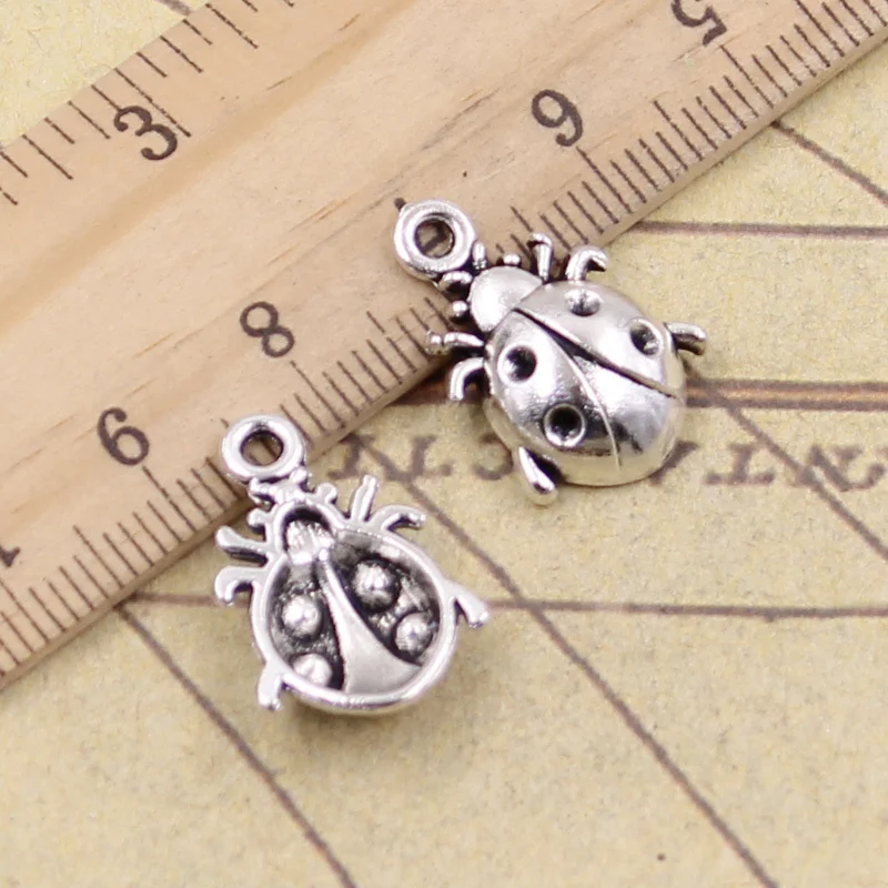 

12pcs/lot Charms ladybug bug 19x13mm Antique Silver Pendants Making DIY Handmade Tibetan Silver Finding Jewelry for Bracelet