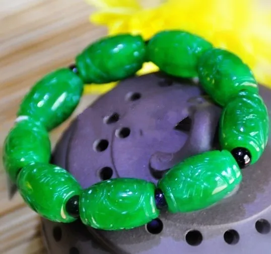 Light green A goods stone bamboo string round bead bracelet