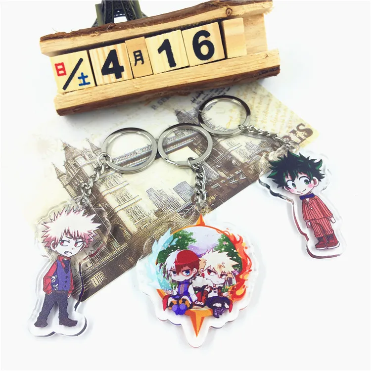 

My Hero Academia Key Chains Two-sided Keychain Cosplay Acrylic Pendant Keyring Anime Collection Decoration ornament