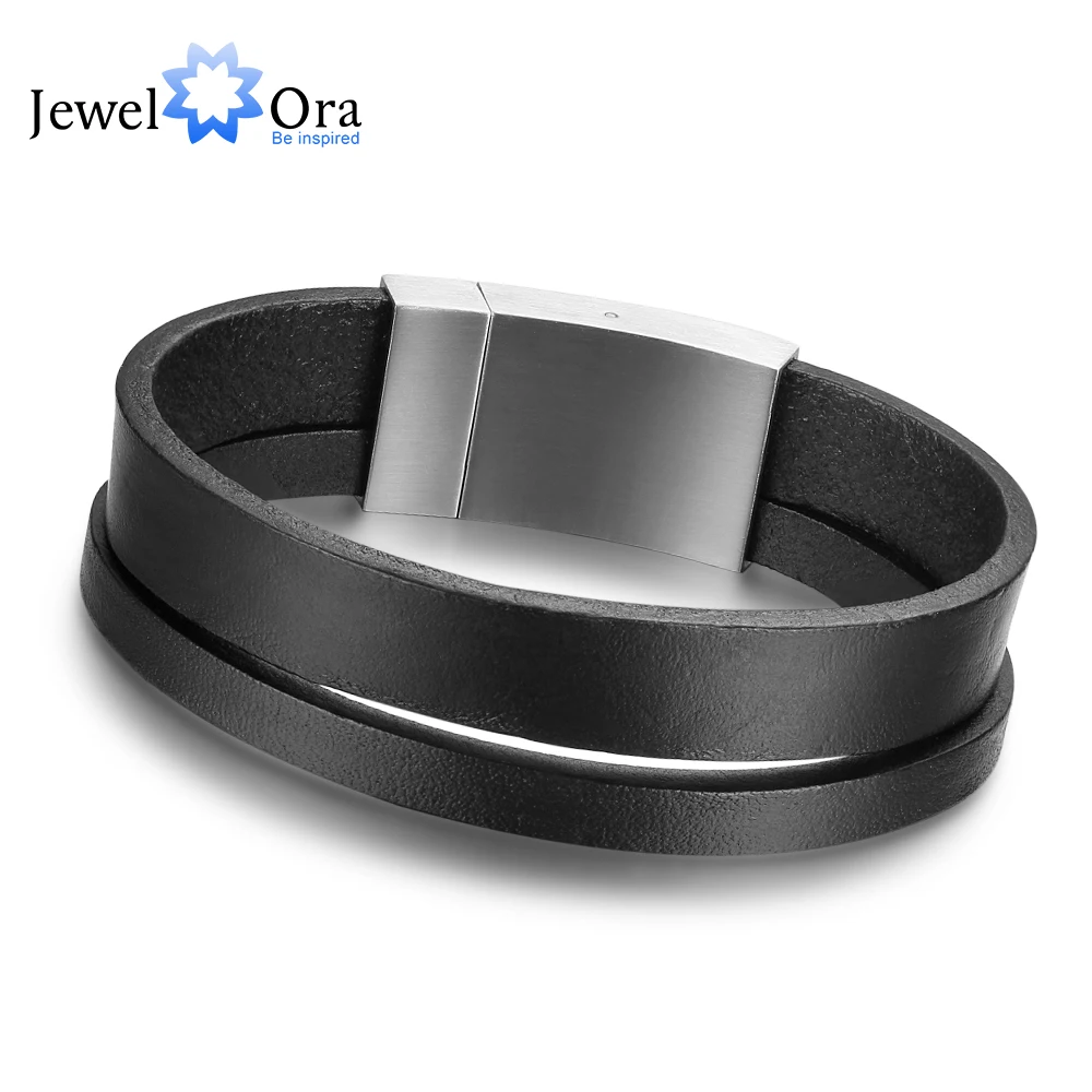 

Genuine Leather Bracelets For Men Casual & Sporty Stainless Steel Bracelets & Bangles Fashion Accessorise (JewelOra BA101878)