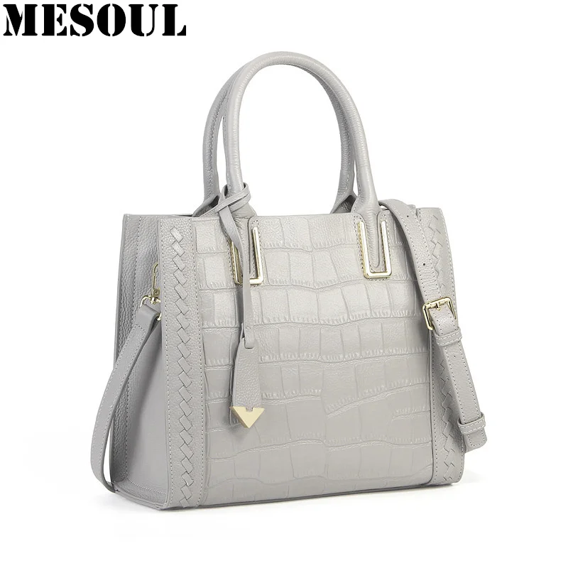 

5 Color Tote Bags Women Genuine Leather Handbags Fashion Crocodile Pattern Hand Bag High Quality Shoulder Messenger Bag Female