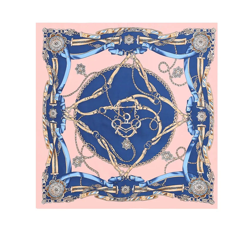 Женский квадратный платок POBING из 100% шелка с цветочным принтом 70*70 см|brand bandana|silk