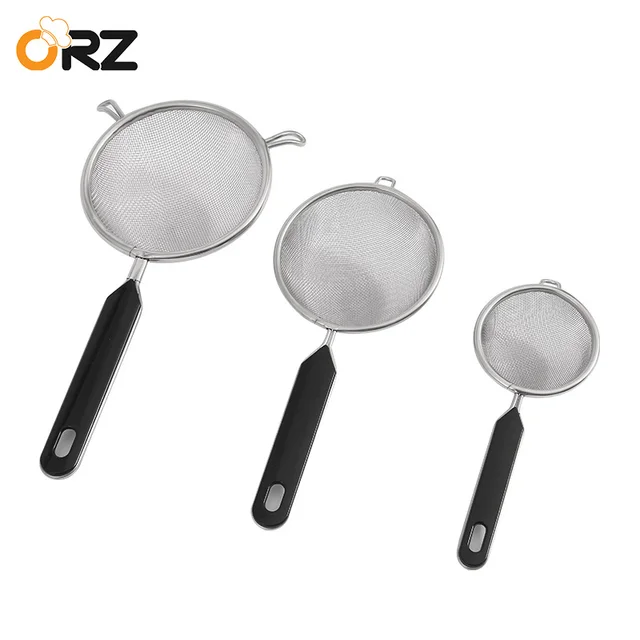 ORZ 3PCS Fine Mesh Food Strainer Set Stainless Steel Filter Fried Food