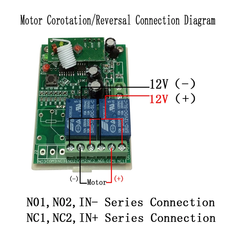 CO 12 12V 24V 2 канала двигатель постоянного тока Управление Приемник мини пульт