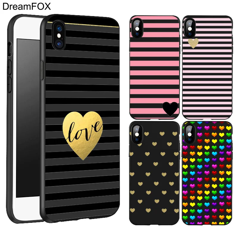 Goede DREAMFOX L042 Mode Liefde Vorm Black Soft TPU Silicone Case Cover Voor Apple iPhone XR XS Max X 8 7 6 6 s Plus 5 5 s 5g SE