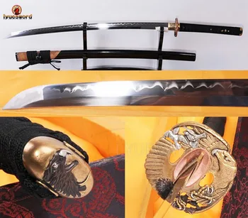 

LYUESWORD Japanese Samurai Sword Full Tang KATANA Hand Crafted T10 Carbon Steel Clay Tempered Sharp Blade Animal Brass Tsuba